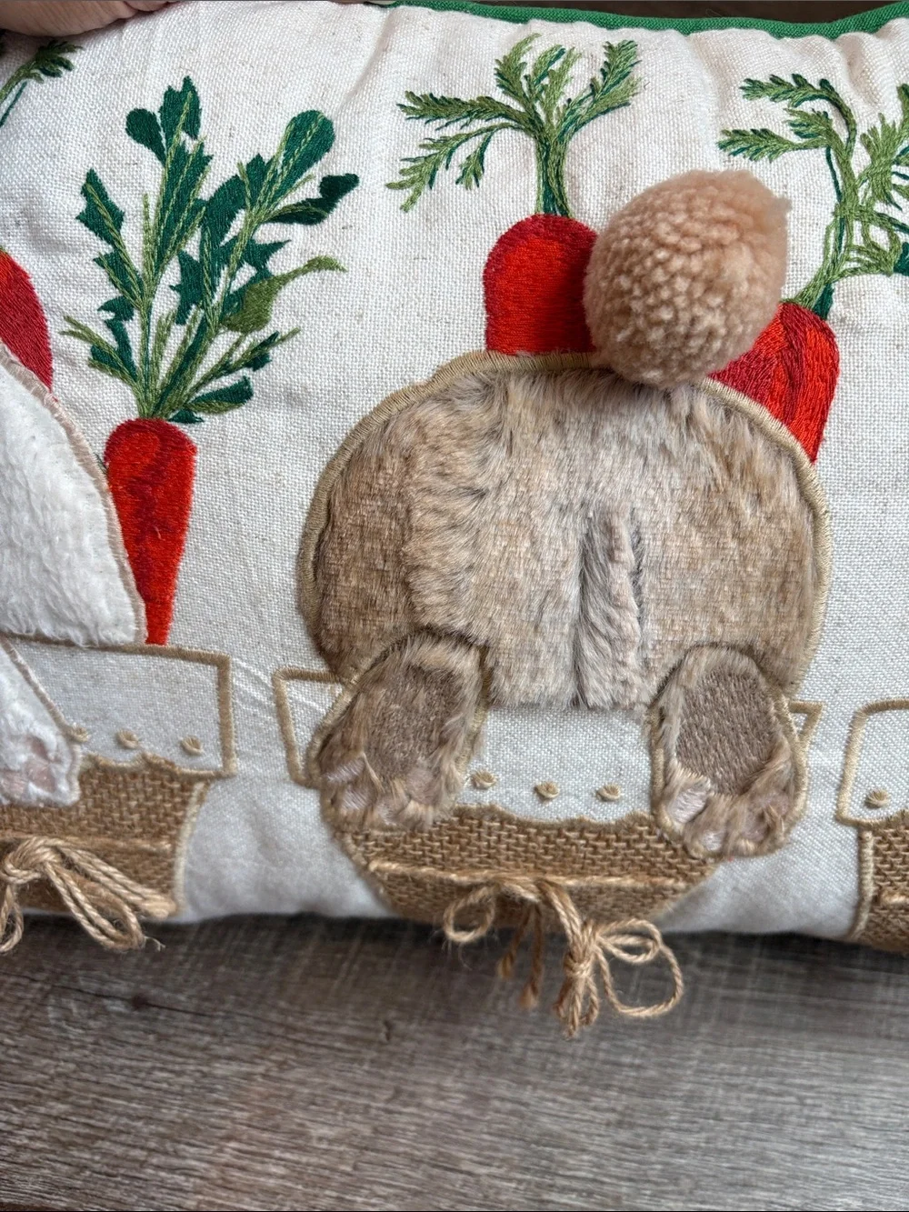 Pier 1 Imports Bunny Garden Lumbar Pillow Easter Decor Fuzzy Cotton Tail